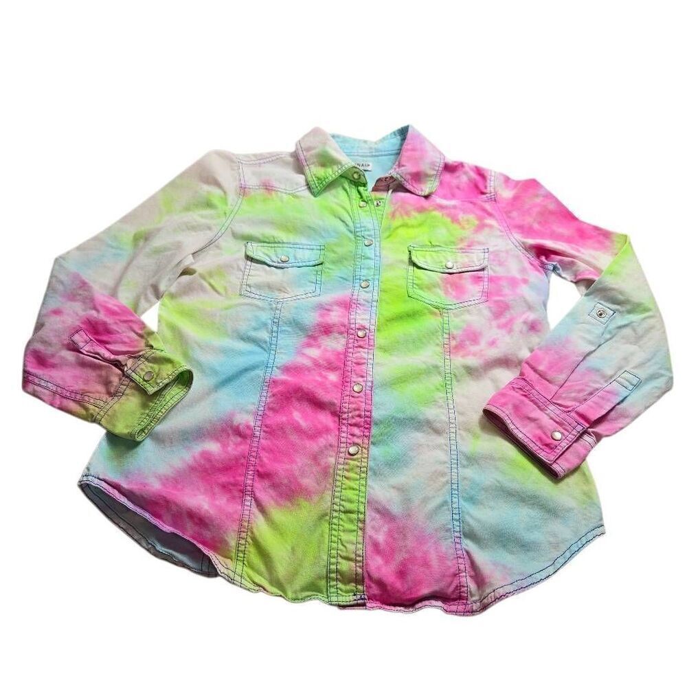 Hannah tiedie snap down shirt longsleeve S
